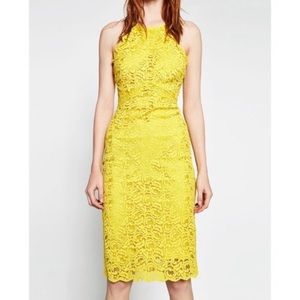 Zara Yellow Lace Overlay Dress